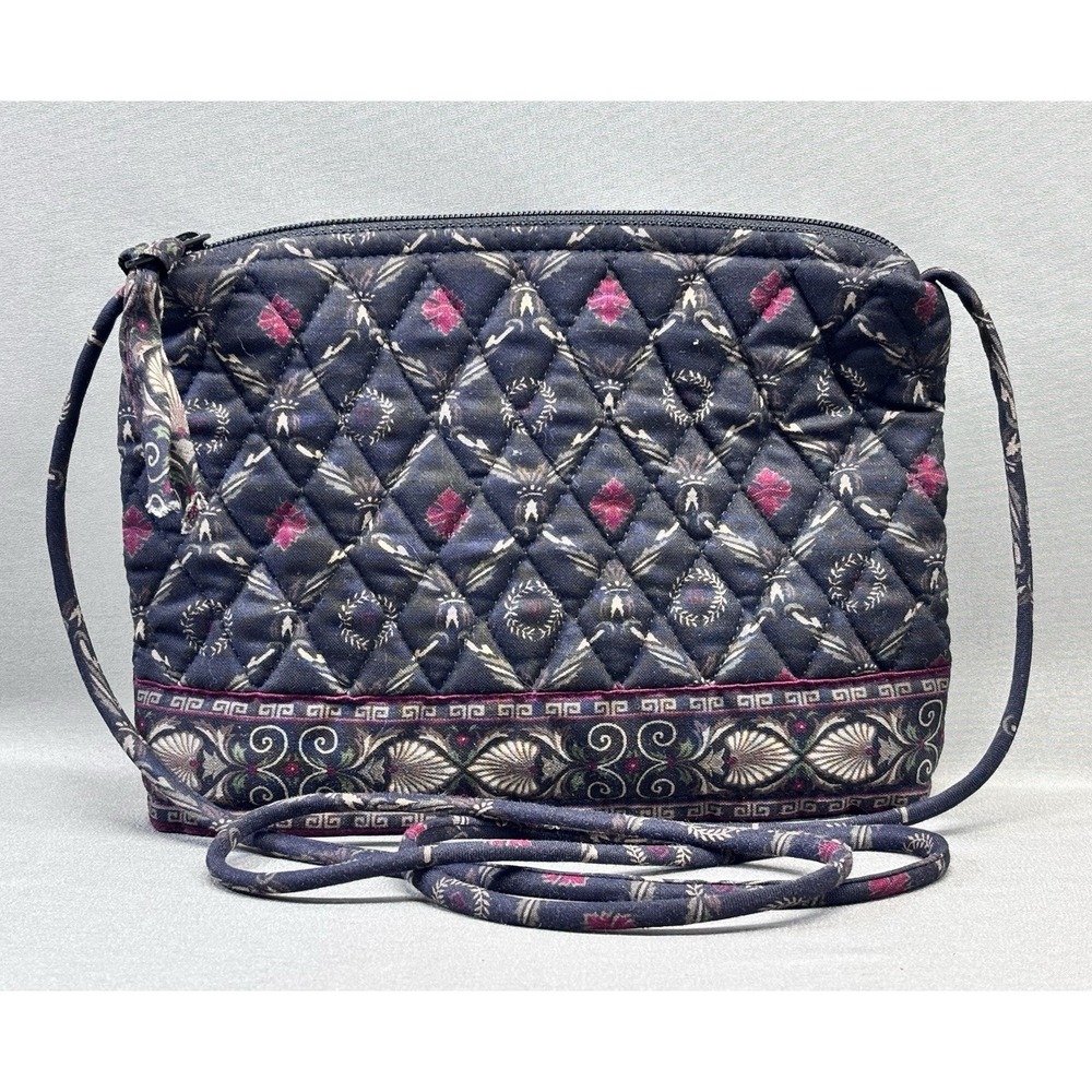 Vera Bradley Laurel Quilted Crossbody Purse Vintage Floral Zip Top‎